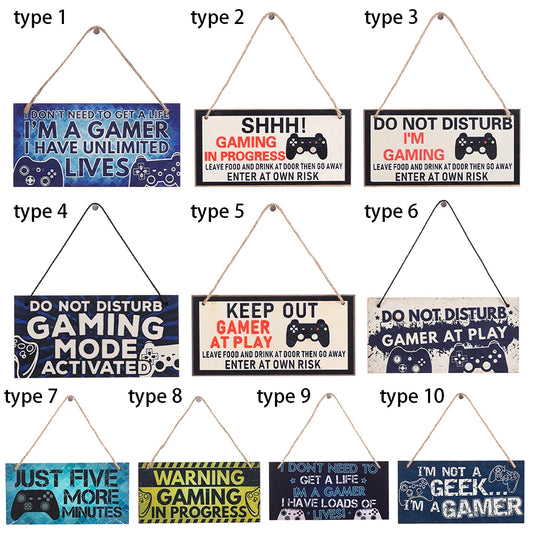 1PC Novelty Gaming Room Sign Wood Plaque "Do Not Disturb""I'M Gamer" Hanging Pendant Game Ornaments Door Wall Decor Funny Gifts