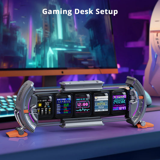 Times Gate Gaming Room Setup Digital Clock with Smart APP Control, Wifi Connect, RGB LED Display, Office Decor Cyberpunk