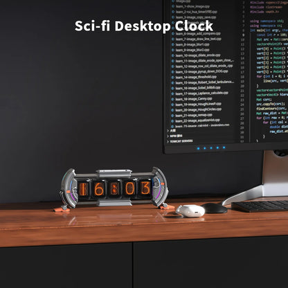 Times Gate Gaming Room Setup Digital Clock with Smart APP Control, Wifi Connect, RGB LED Display, Office Decor Cyberpunk
