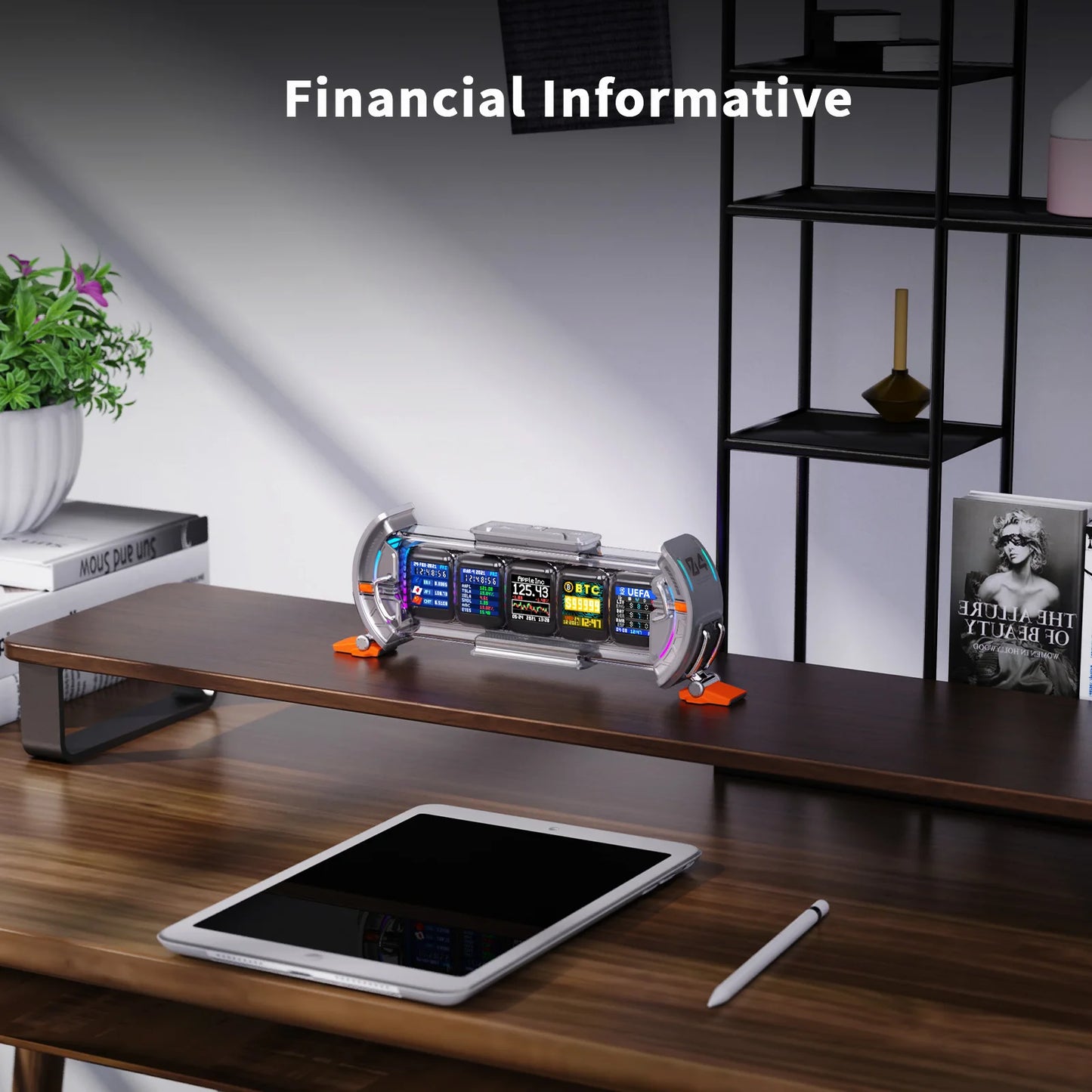 Times Gate Gaming Room Setup Digital Clock with Smart APP Control, Wifi Connect, RGB LED Display, Office Decor Cyberpunk