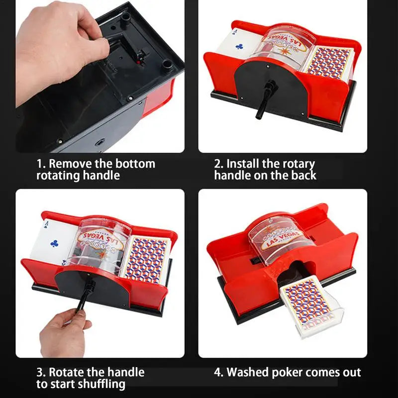 HOT Manual Card Shuffler Poker Shuffle Machine for Cards 2 Decks of Card Holder Easy Hand Cranked System Casino Card Shuffler